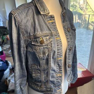 American Eagle Womens Shirt Blue Denim Boyfriend Fit Button Down Long Sleeve M